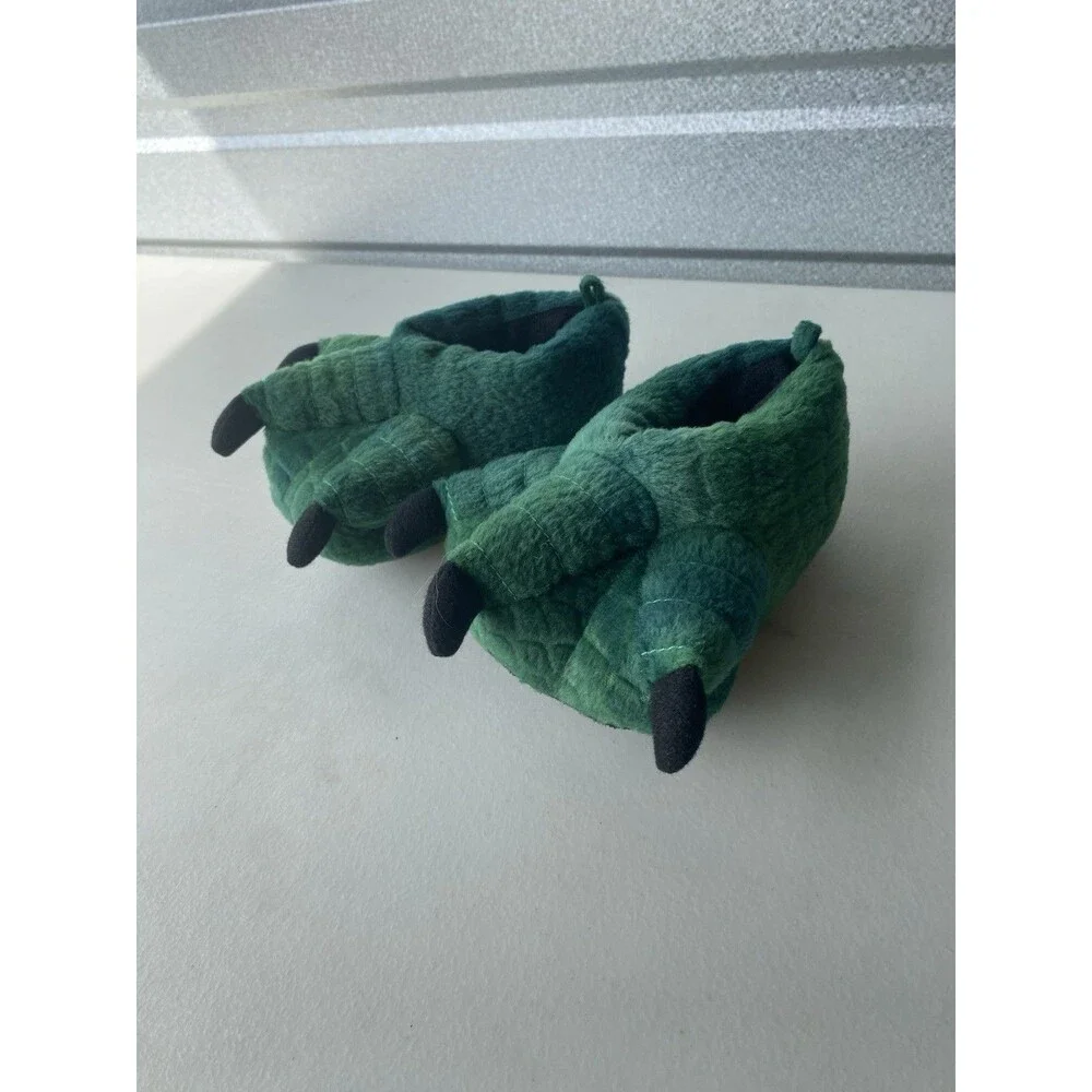 Unisex Kids Green Dinosaur Claw Feet Slip-On Slippers Toddler Size 4-5